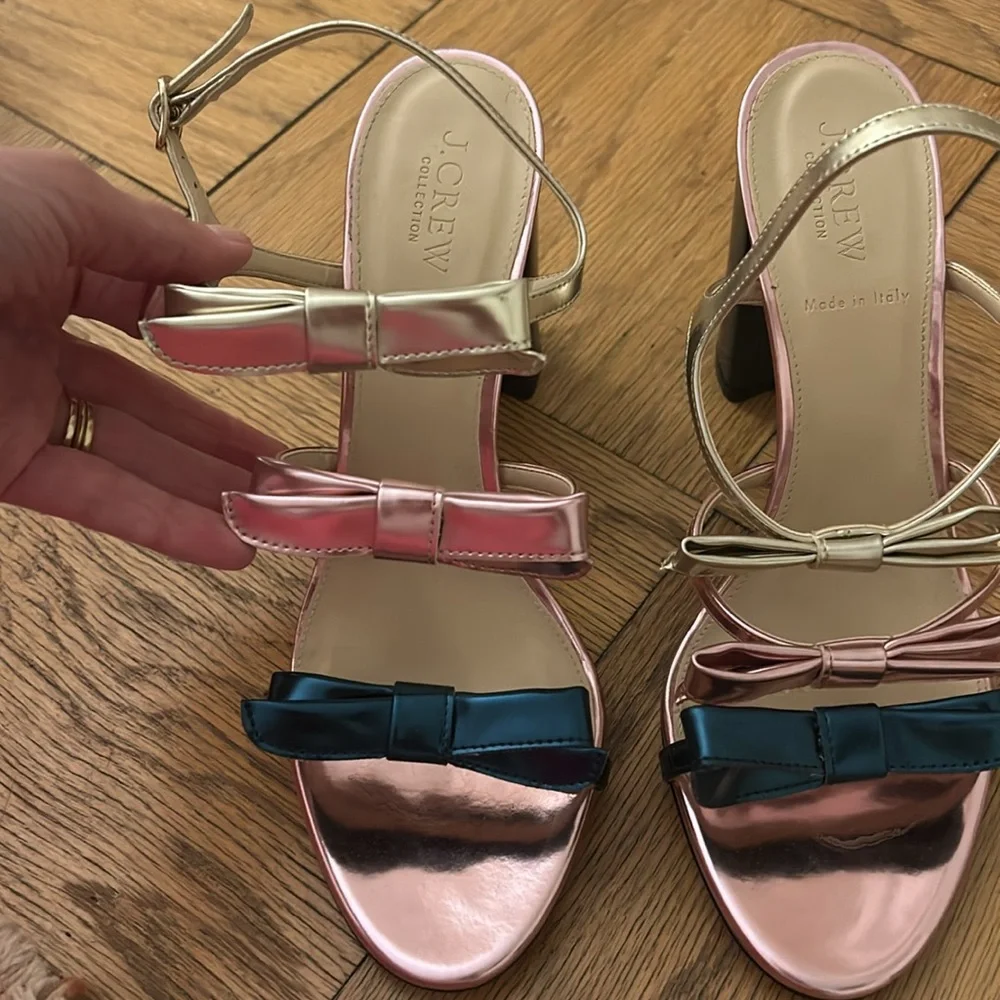 J. Crew Collection Tri-Color Bow Heels | Made in Italy - Picture 2 of 5